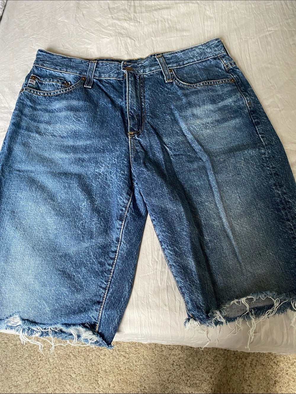 AG Adriano Goldschmied Men's Women’s Distressed Denim Jean Shorts